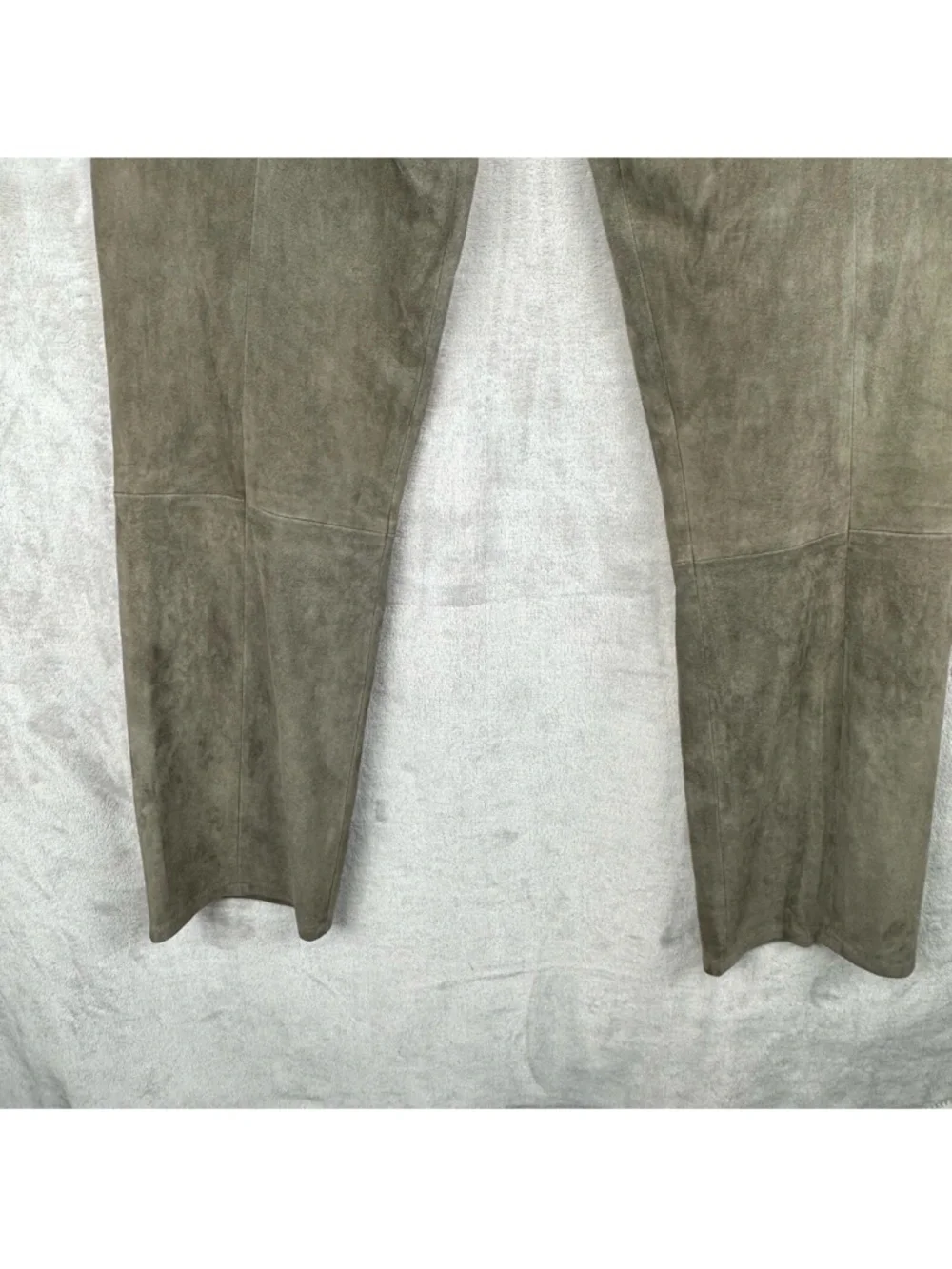 The Row Olive Green Lambskin Suede Straight-Leg Pants (Quiet Luxury) - Picture 6 of 13